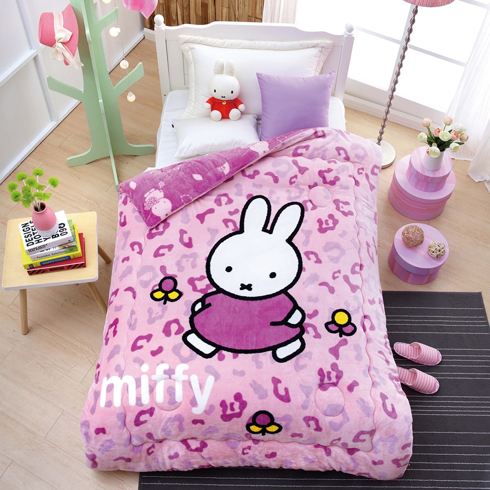 miffy豹紋紫-米飛兔加厚法蘭絨暖暖被【睡眠屋】
