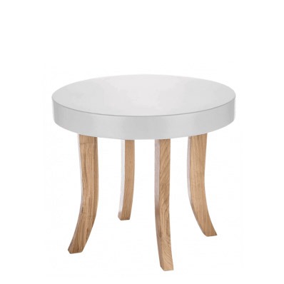 圓桌(白色+木桌腳)