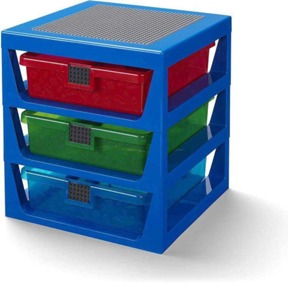 LEGO玩具收納三層架-藍色