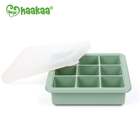 9格矽膠副食品分裝盒 - 綠色