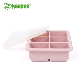 6格矽膠副食品分裝盒 - 粉色