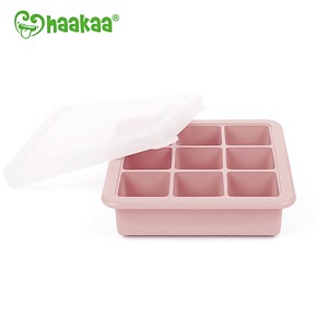 9格矽膠副食品分裝盒 - 粉色