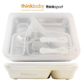 Thinkbaby不鏽鋼兒童餐盤套組-白色