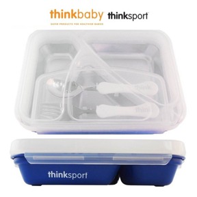 Thinkbaby不鏽鋼兒童餐盤套組-藍色