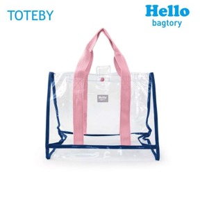 Hello Toteby 透明手挽袋(TT27N)-草莓x深藍
