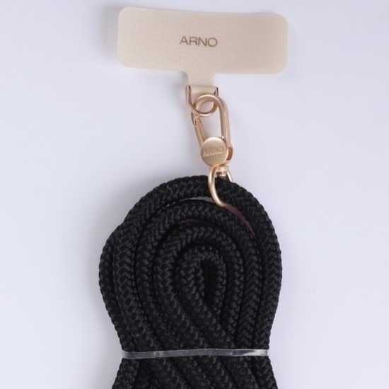 【韓國ARNO】ANY 扣環夾片+可拆式長背帶掛繩組- 時尚黑Chic Black
