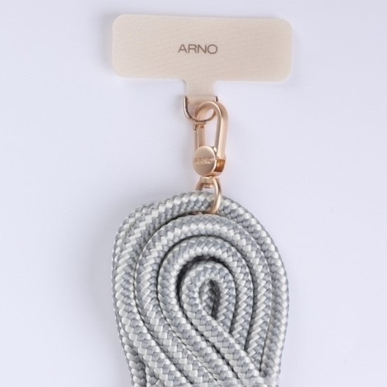 【韓國ARNO】ANY 扣環夾片+可拆式長背帶掛繩組- 湛白大理石Marble Silver