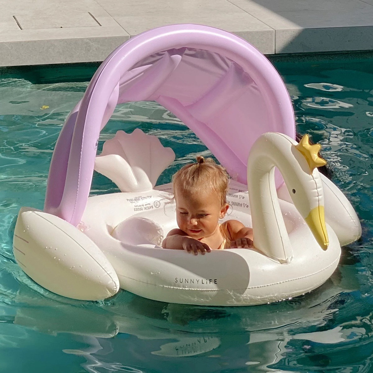 嬰童天鵝公主遮陽坐式泳圈