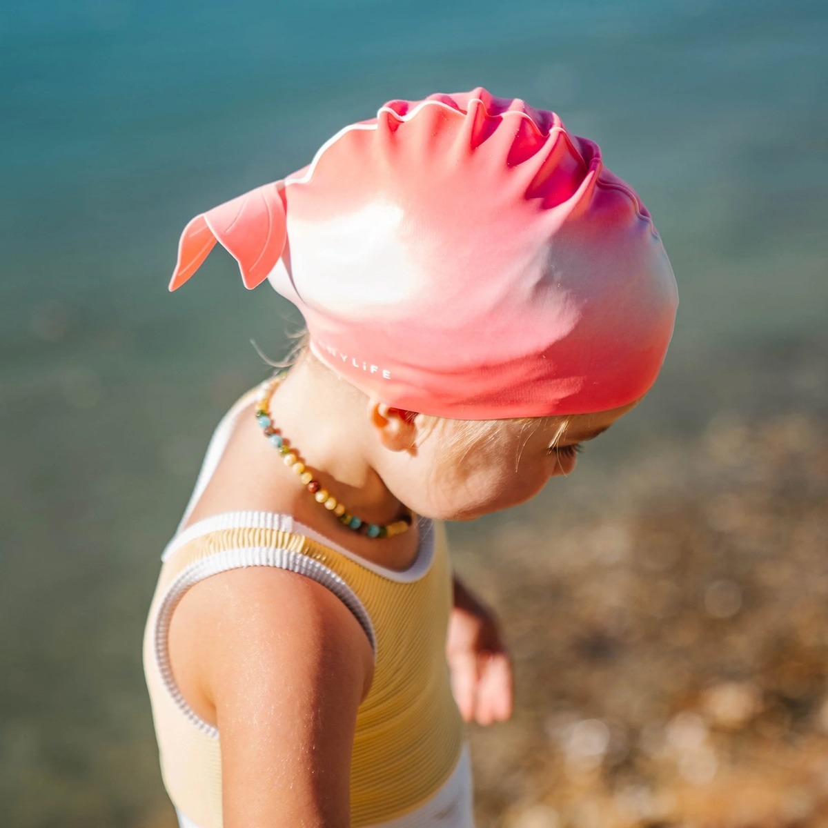 兒童美人魚泳帽-夢幻粉